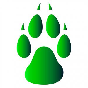 Green wolf paw logo