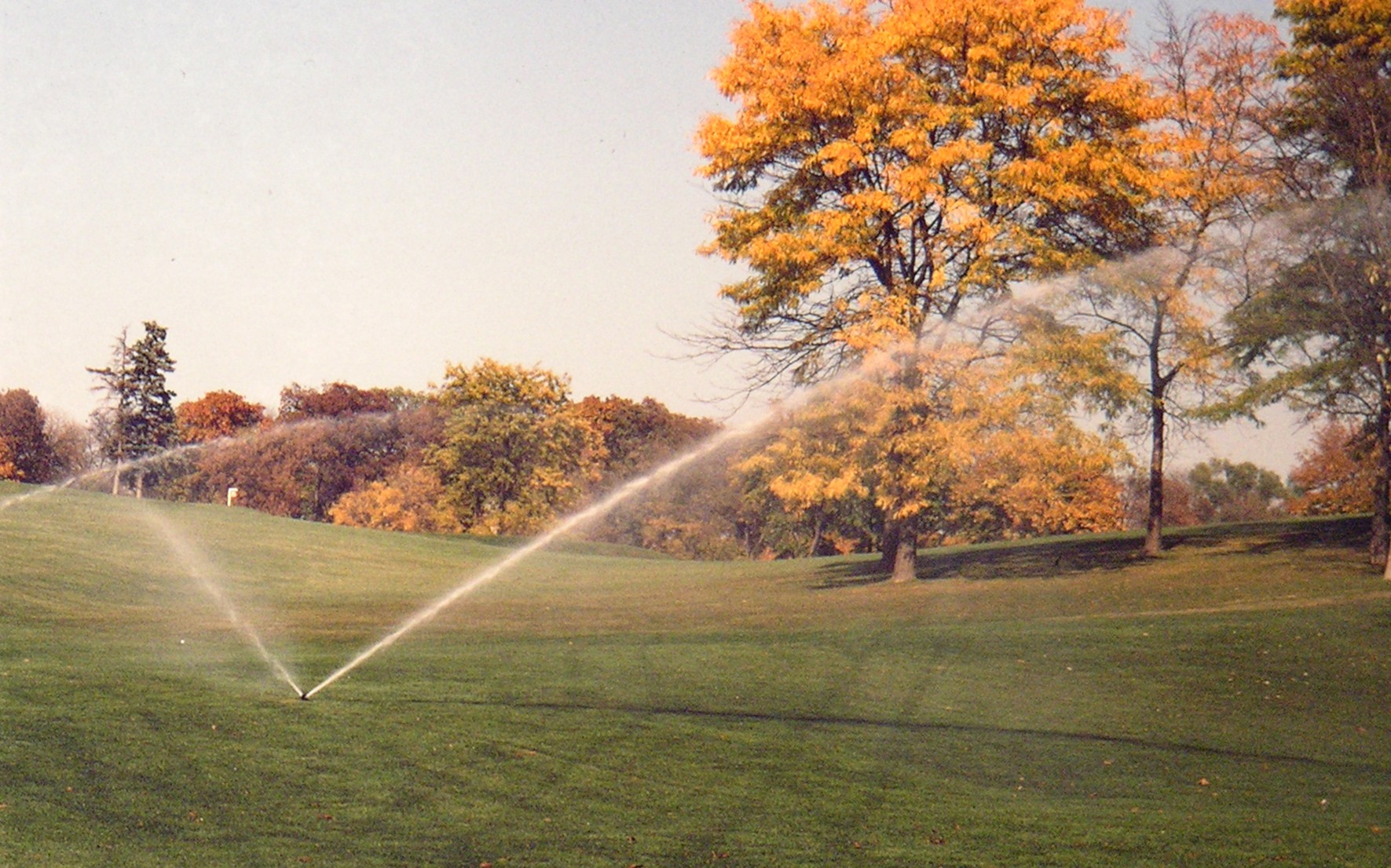 sprinklers on golf course