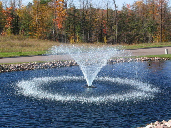 fountain in pond